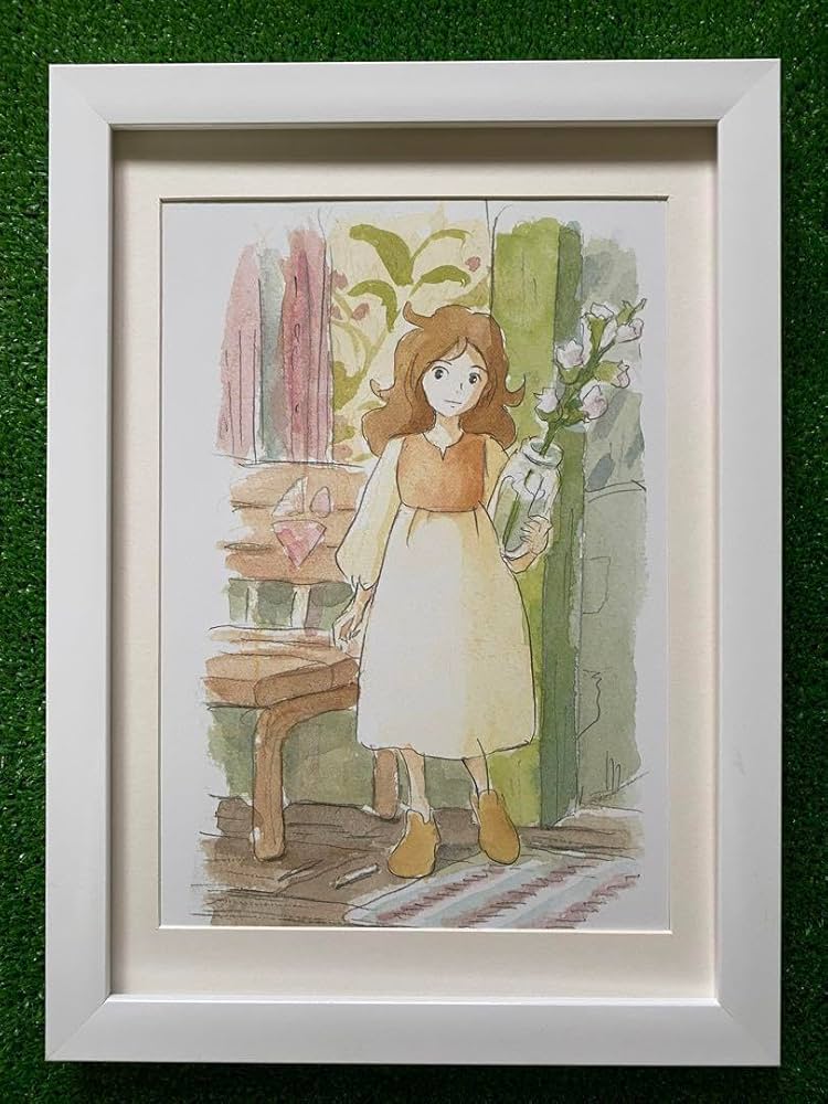 米林宏昌監督　直筆イラストサイン色紙　ジブリ　宮崎駿　借りぐらしのアリエッティ Amazon.co.jp: 額装品 借りぐらしのアリエッティ ポスター 米林